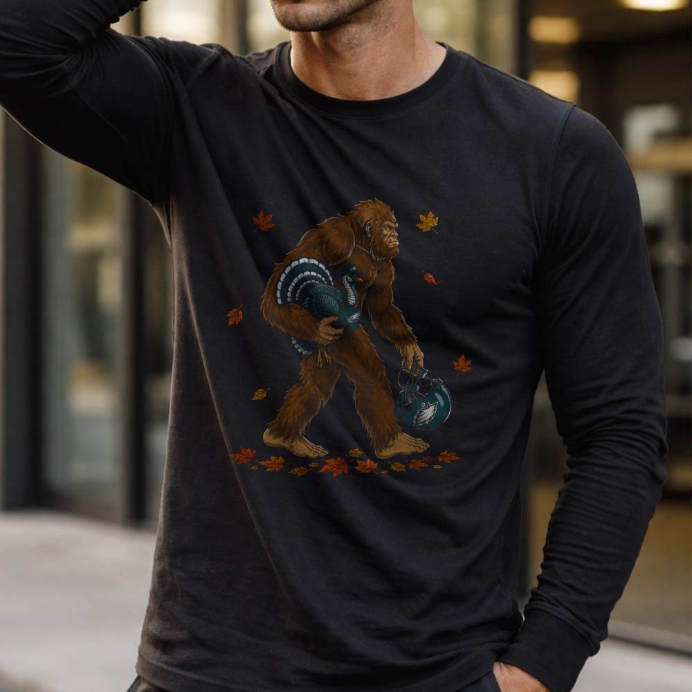 Philadelphia Eagles Bigfoot Turkey T-Shirt, Thanksgiving Eagles Fan Gift 4 Philadelphia Eagles Bigfoot Turkey Shirt