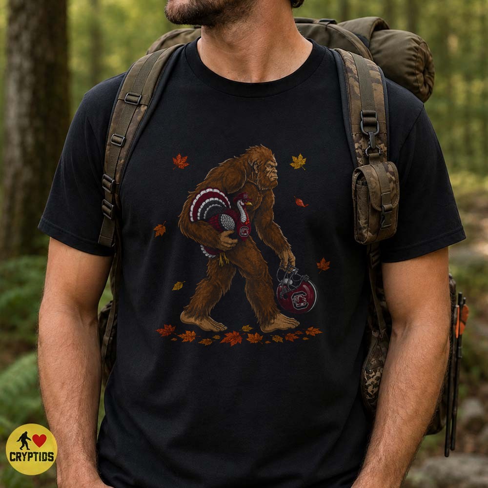 South Carolina Gamecocks Bigfoot Thanksgiving T-Shirt, Turkey College Football Fan Gift 1 South Carolina Gamecocks Bigfoot Thanksgiving Shirt