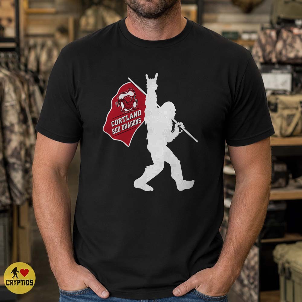 SUNY Cortland Red Dragons Bigfoot Rock Hand T-Shirt, Cortland Alumni Gift 3 SUNY Cortland Red Dragons Bigfoot Rock Hand Shirt