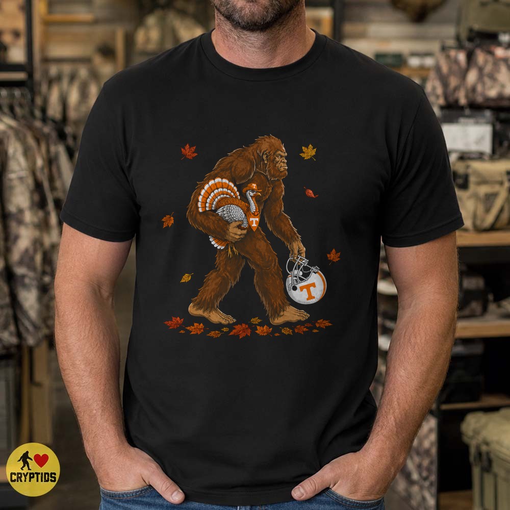 Tennessee Volunteers Bigfoot Thanksgiving T-Shirt, Turkey Football Fan Gift 4 Tennessee Volunteers Bigfoot Thanksgiving Shirt