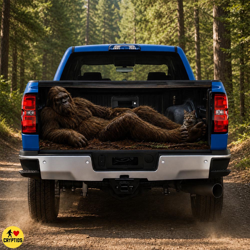 Bigfoot Cat Tailgate Wrap, Funny Sasquatch Pickup Truck Vinyl Wrap Car Decor 4 Bigfoot Cat Tailgate Wrap, Funny Sasquatch Pickup Truck Vinyl Wrap Car Decor (4)