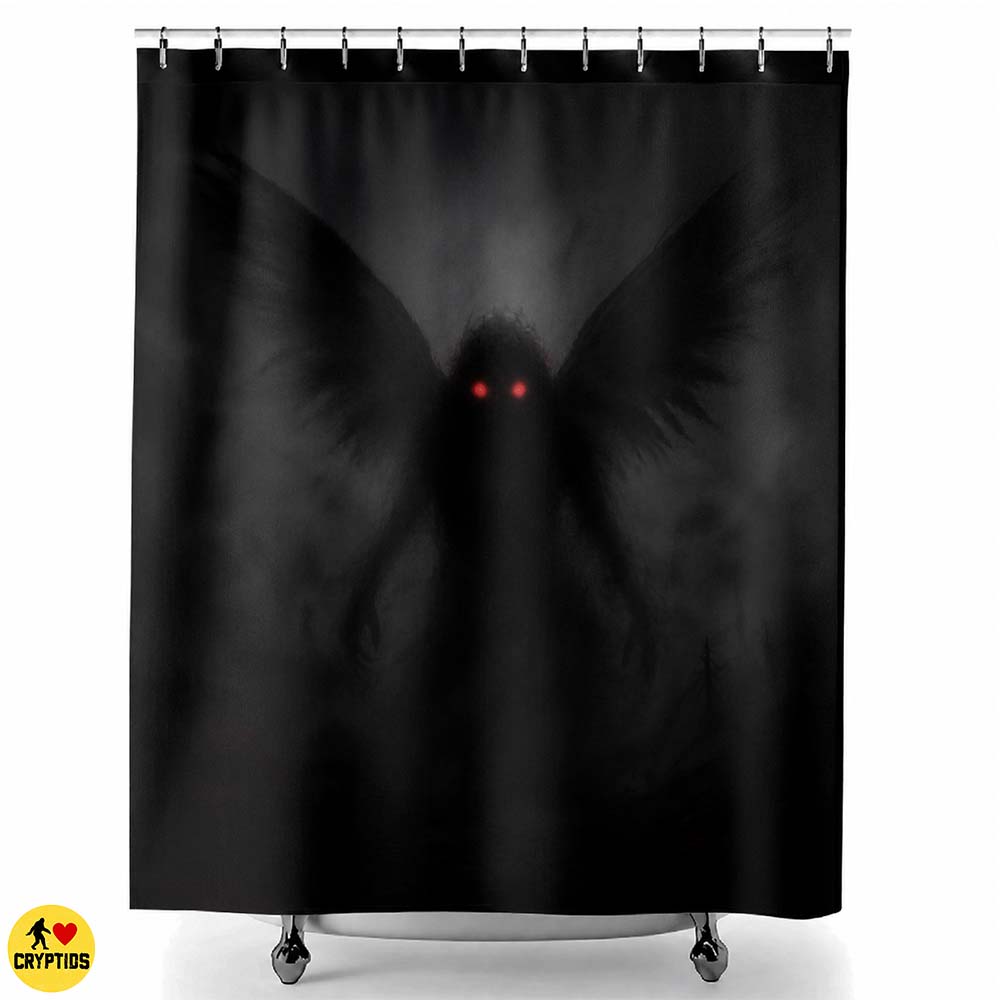 Mothman Shower Curtain Gothic Cryptid Bathroom Decor Halloween Paranormal 1 Mothman Shower Curtain Gothic Cryptid Bathroom Decor Halloween (1)