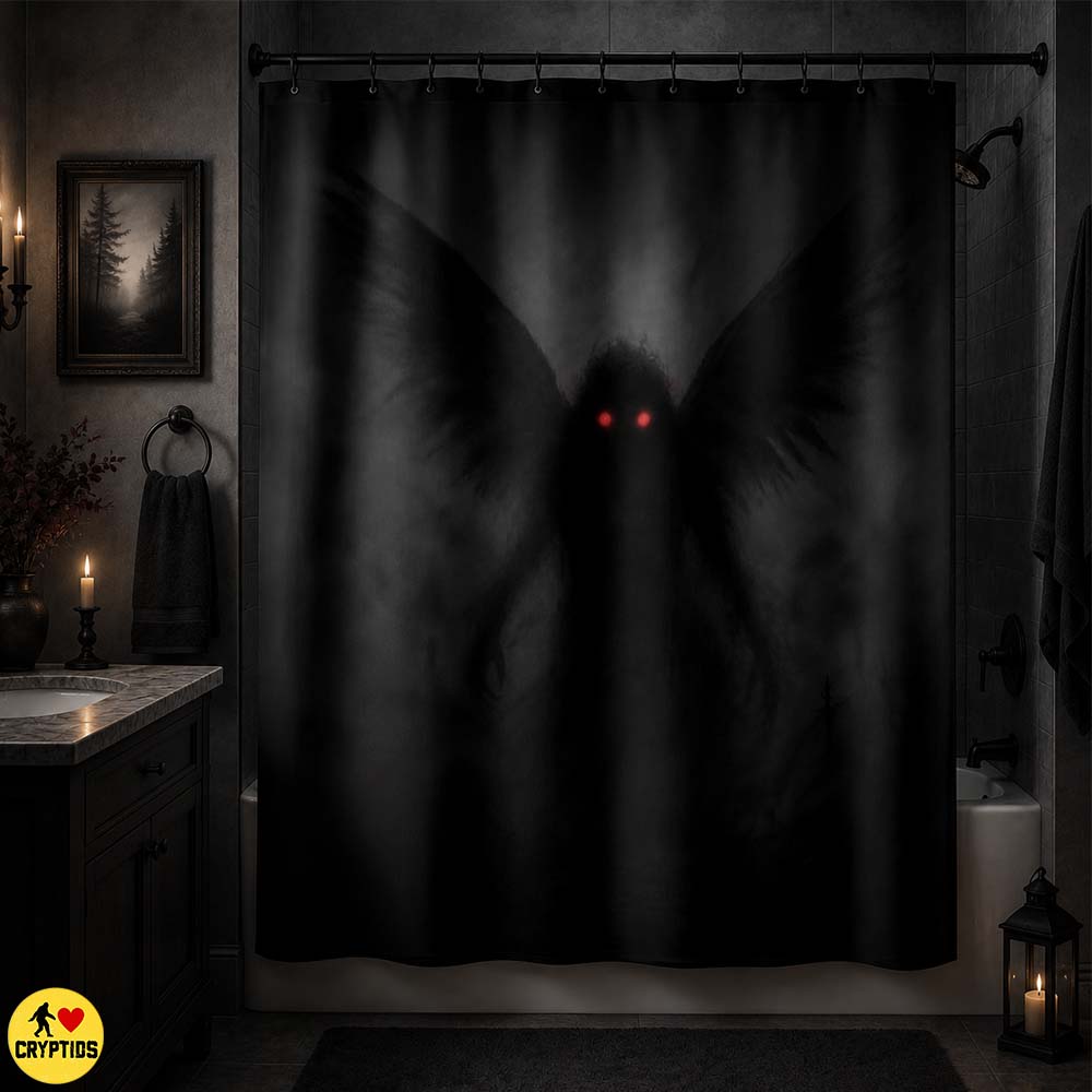 Mothman Shower Curtain Gothic Cryptid Bathroom Decor Halloween Paranormal 2 Mothman Shower Curtain Gothic Cryptid Bathroom Decor Halloween (2)