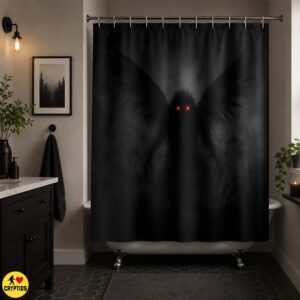 Mothman Shower Curtain Gothic Cryptid Bathroom Decor Halloween Paranormal 5 Mothman Shower Curtain Gothic Cryptid Bathroom Decor Halloween (3)