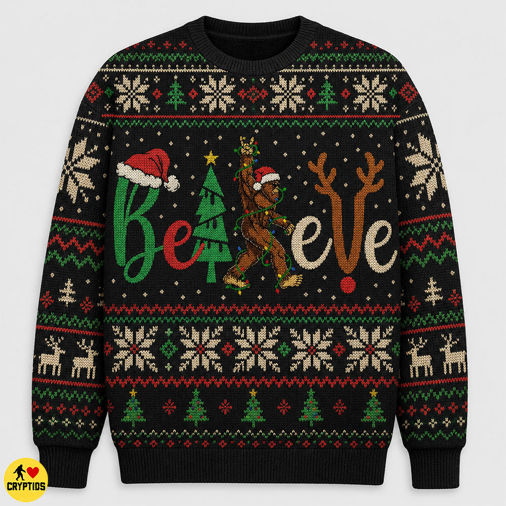 Believe Bigfoot Rock and Roll Ugly Christmas Sweatshirt & Hoodie 2 Believe Bigfoot Rock and Roll Ugly