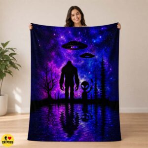 Bigfoot Alien UFO Blanket Galaxy Cryptid