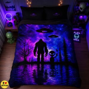 Bigfoot Alien UFO Blanket Galaxy Cryptid