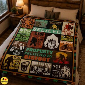Bigfoot Blanket Funny Patchwork Throw