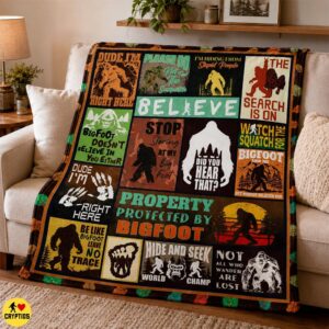 Bigfoot Blanket Funny Patchwork Throw