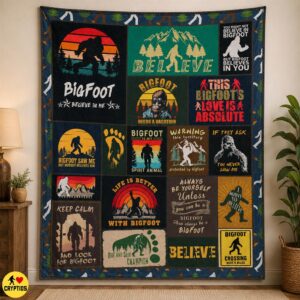 Bigfoot Blanket Retro Patchwork Throw for