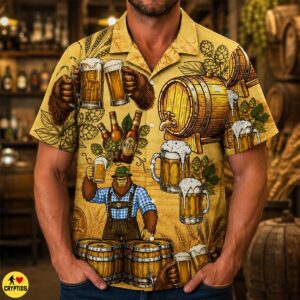 Bigfoot Oktoberfest Hawaiian Shirt – Funny German Beer Sasquatch Shirt for Men