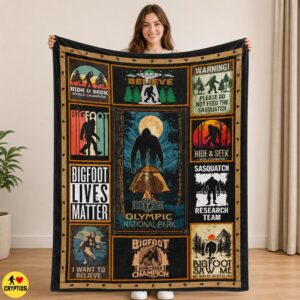 Bigfoot Olympic National Park Blanket Funny