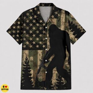 Bigfoot Rifle Owner Hawaiian Shirt – AR15 Camo American Flag Shirt