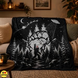 Bigfoot Rock n Roll Christmas Blanket