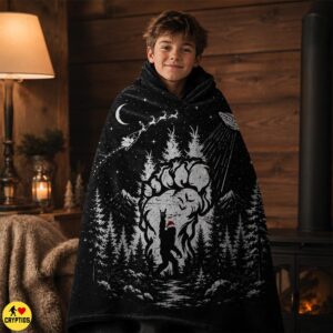 Bigfoot Rock n Roll Christmas Blanket