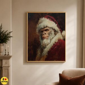 Bigfoot Santa Portrait Wall Art, Sasquatch Christmas Poster & Canvas Print 5 Bigfoot Santa Portrait Wall Art, Sasquatch