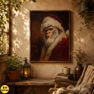 Bigfoot Santa Portrait Wall Art, Sasquatch Christmas Poster & Canvas Print 7 Bigfoot Santa Portrait Wall Art, Sasquatch