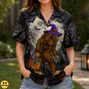 Bigfoot Witch Halloween Hawaiian Shirt Trick or Treat 7 Bigfoot Witch Halloween Hawaiian Shirt Trick or Treat