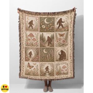 Bigfoot Woven Blanket Vintage Cottagecore Throw