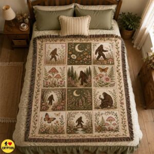 Bigfoot Woven Blanket Vintage Cottagecore Throw