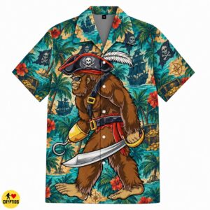 Caribbean Tropical Bigfoot Pirate Hawaiian Shirt for Men Boys 5 Caribbean Tropical Bigfoot Pirate Hawaiian Shirt for Men Boys