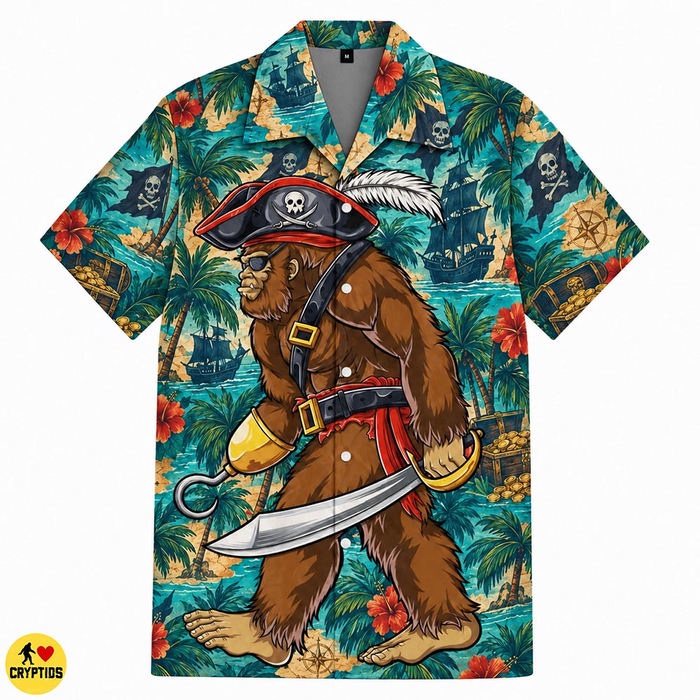 Caribbean Tropical Bigfoot Pirate Hawaiian Shirt for Men Boys 2 Caribbean Tropical Bigfoot Pirate Hawaiian Shirt for Men Boys