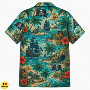Caribbean Tropical Bigfoot Pirate Hawaiian Shirt for Men Boys 6 Caribbean Tropical Bigfoot Pirate Hawaiian Shirt for Men Boys