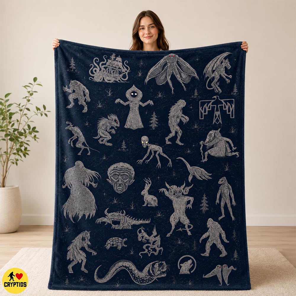 Cryptid Blanket Mythical Creatures Throw, Bigfoot, Mothman, Urban Legend Monsters 2 Cryptid Blanket Mythical Creatures Throw, Bigfoot,