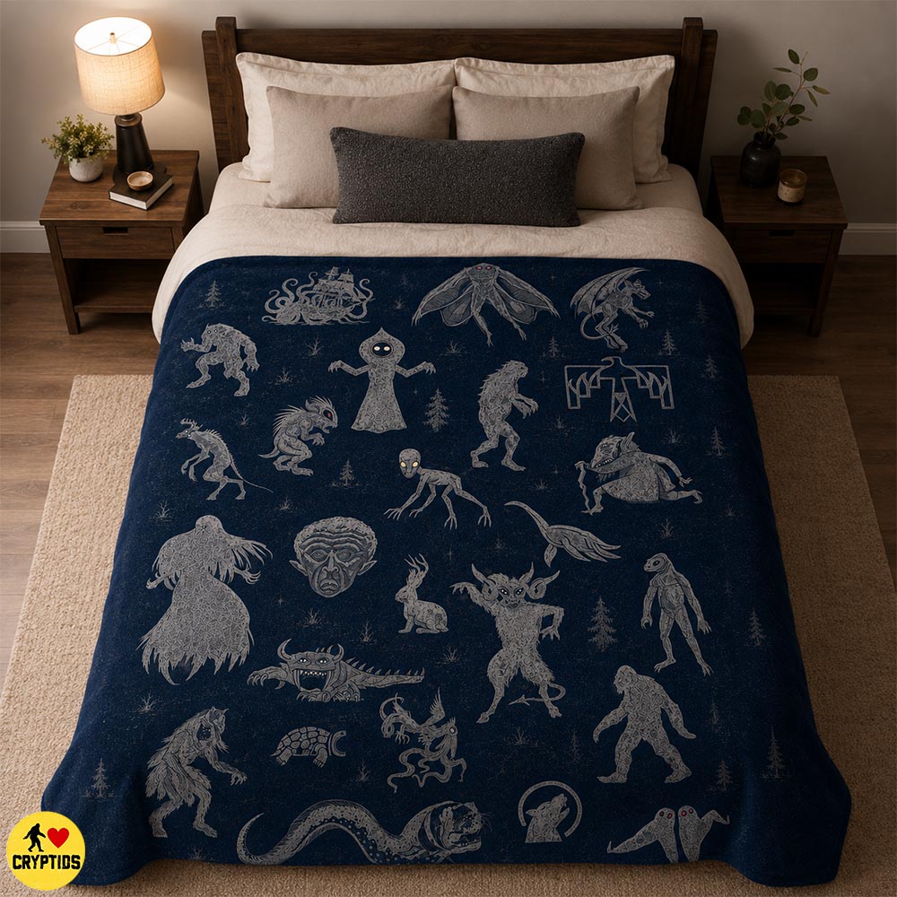 Cryptid Blanket Mythical Creatures Throw, Bigfoot, Mothman, Urban Legend Monsters 3 Cryptid Blanket Mythical Creatures Throw, Bigfoot,