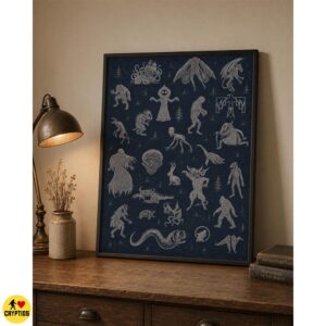 Cryptid Wall Art, Cryptozoology Field Guide