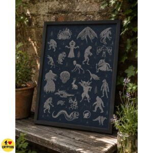 Cryptid Wall Art, Cryptozoology Field Guide Poster & Canvas Decor 7 Cryptid Wall Art, Cryptozoology Field Guide