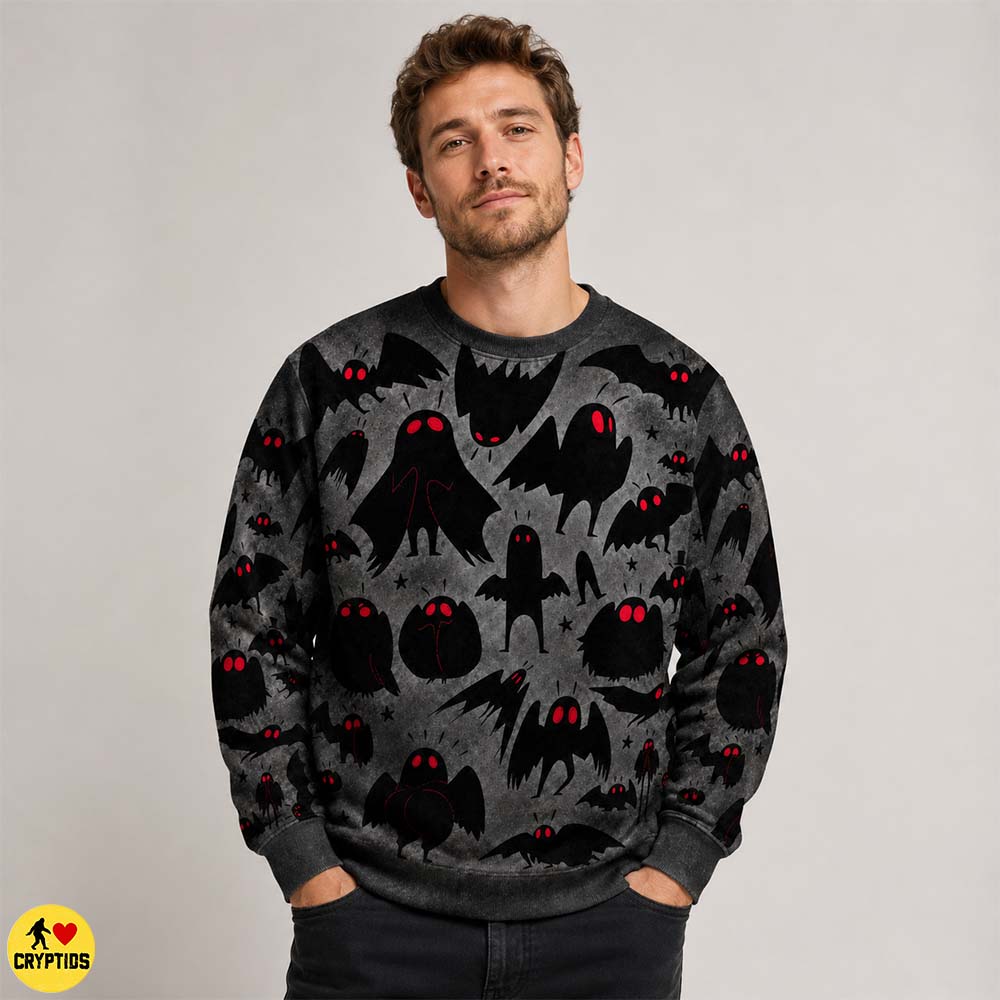 Cute Creepy Mothman Halloween With Red Eyes Sweatshirt & Hoodie 2 Cute Creepy Mothman Halloween With Red