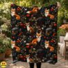 Folklore Fox Blanket Botanical Woodland Throw with Red Foxes, Wildflowers 8 Folklore Fox Blanket Botanical Woodland Throw
