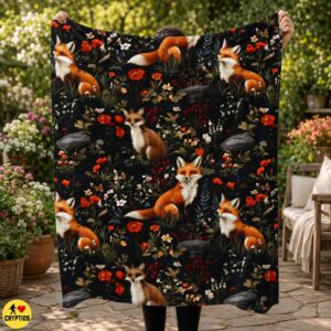 Folklore Fox Blanket Botanical Woodland Throw
