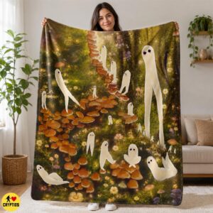 Fresno Nightcrawler Blanket Fairycore Mushroom Forest Cryptid Throw 6 Fresno Nightcrawler Blanket Fairycore Mushroom Forest