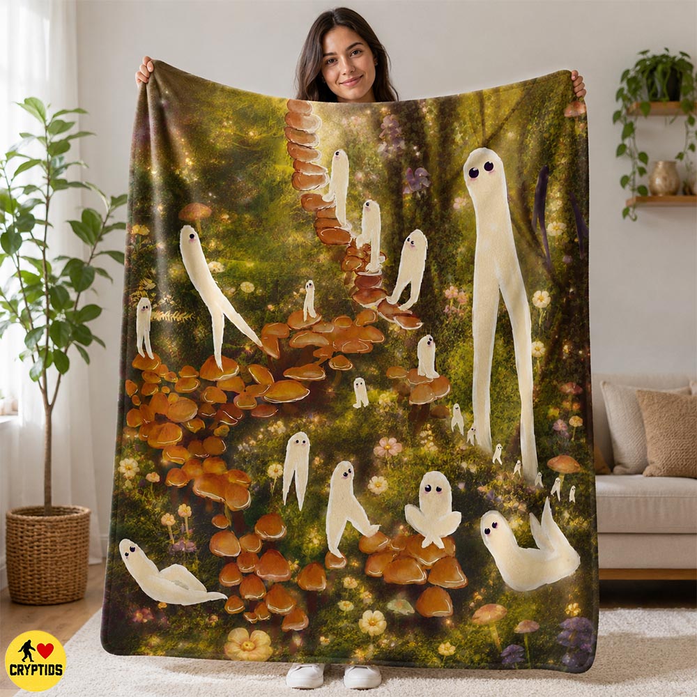 Fresno Nightcrawler Blanket Fairycore Mushroom Forest Cryptid Throw 3 Fresno Nightcrawler Blanket Fairycore Mushroom Forest