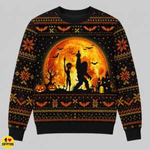 Funny Bigfoot & Alien Halloween Middle