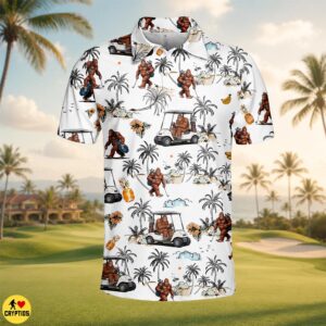 Funny Bigfoot Golf Hawaiian Shirt Gift for Golfer