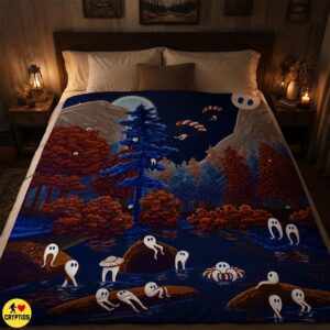 Funny Fresno Nightcrawler Blanket Cute Camping Lake Throw with Fall Forest & Full Moon 7 Funny Fresno Nightcrawler Blanket Cute Camping