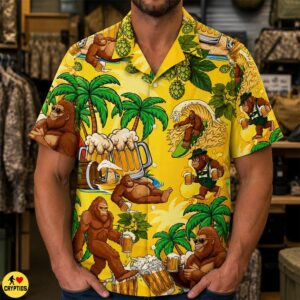 Funny Tropical Bigfoot Beer Hawaiian Shirt Party