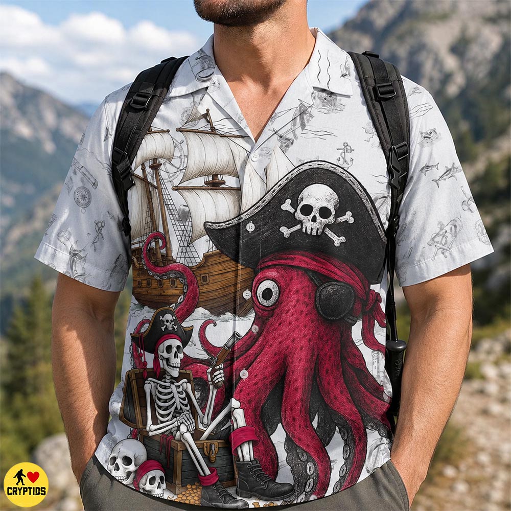 Giant Octopus Kraken Pirate Hawaiian Shirt With Ghost Ship 2 Giant Octopus Kraken Pirate Hawaiian Shirt With Ghost Ship