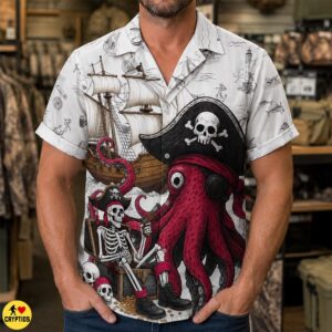 Giant Octopus Kraken Pirate Hawaiian Shirt With Ghost Ship 6 Giant Octopus Kraken Pirate Hawaiian Shirt With Ghost Ship
