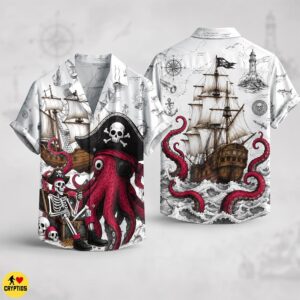 Giant Octopus Kraken Pirate Hawaiian Shirt With Ghost Ship 7 Giant Octopus Kraken Pirate Hawaiian Shirt With Ghost Ship