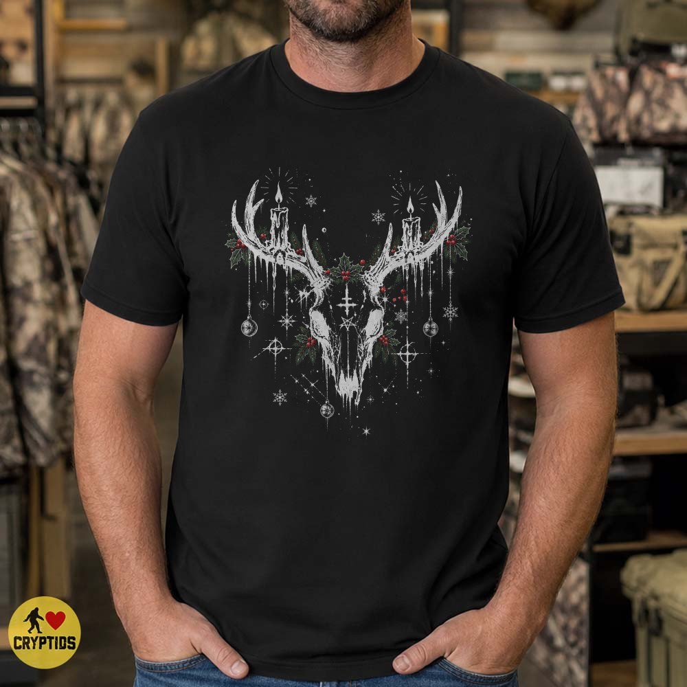 Gothic Christmas Wendigo Antler Skull T-Shirt 2 Gothic Christmas Wendigo Antler Skull Shirt