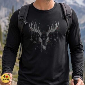 Gothic Christmas Wendigo Antler Skull Shirt
