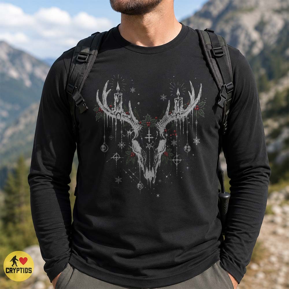 Gothic Christmas Wendigo Antler Skull T-Shirt 4 Gothic Christmas Wendigo Antler Skull Shirt