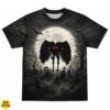 Gothic Mothman Halloween T-Shirt – Graveyard Horror with Full Moon 9 Gothic Mothman Halloween Shirt – Graveyard Horror with Full Moon