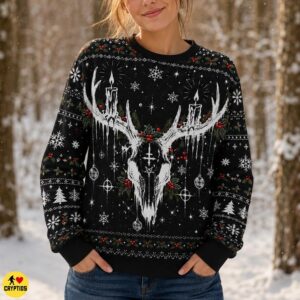 Gothic Wendigo Antlered Skull Ugly Christmas
