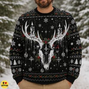 Gothic Wendigo Antlered Skull Ugly Christmas