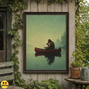 Introvert Bigfoot Fishing Wall Art, Poster